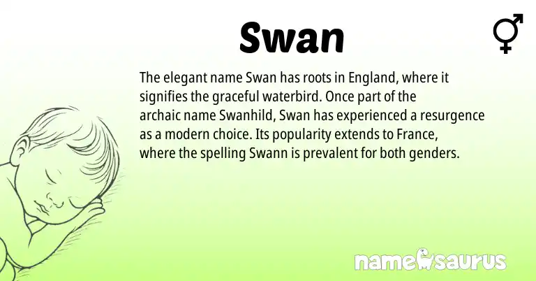 Infographic about Swan name meaning, Swan is a name from England origin(s).