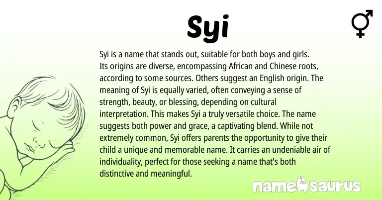 Infographic about Syi name meaning, Syi is a name from Chinese, African origin(s).
