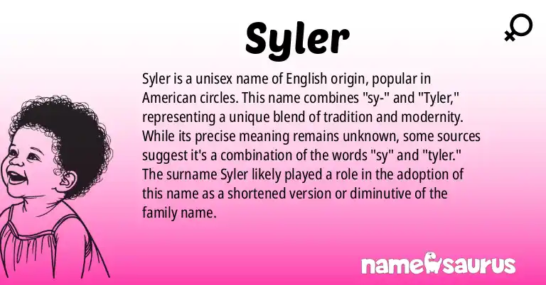 Infographic about Syler name meaning, Syler is a name from English (American), American origin(s).