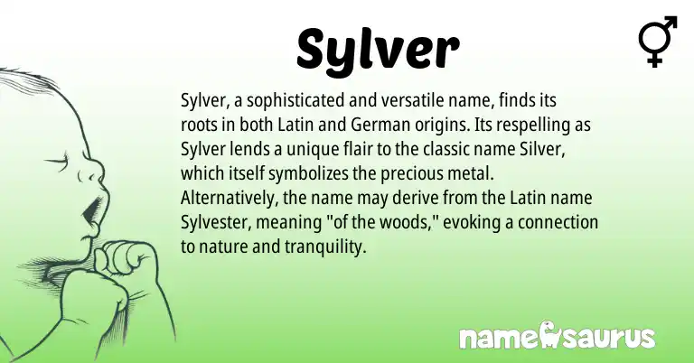 Infographic about Sylver name meaning, Sylver is a name from German, Latin origin(s).