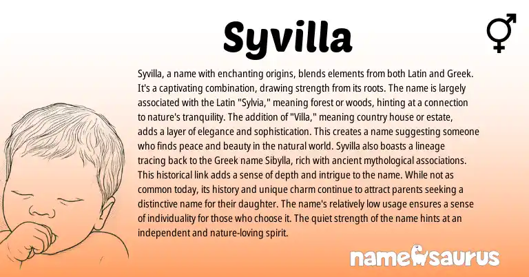 Infographic about Syvilla name meaning, Syvilla is a name from Latin origin(s).