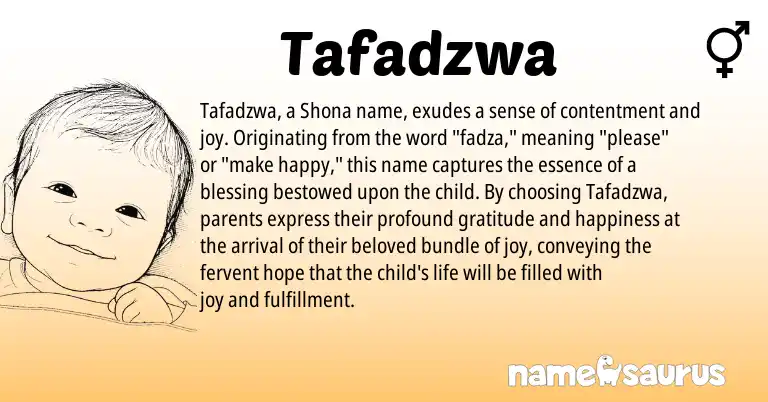 Infographic about Tafadzwa name meaning, Tafadzwa is a name from Shona origin(s).