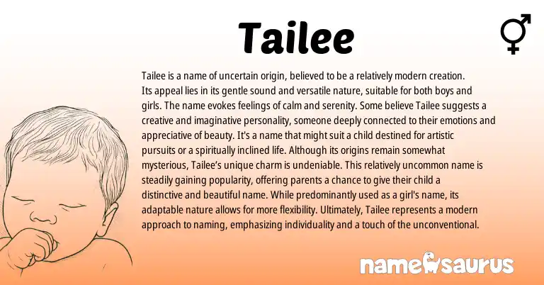Infographic about Tailee name meaning, Tailee is a name from Other origin(s).