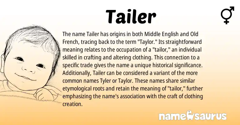 Infographic about Tailer name meaning, Tailer is a name from Middle English, Old French origin(s).