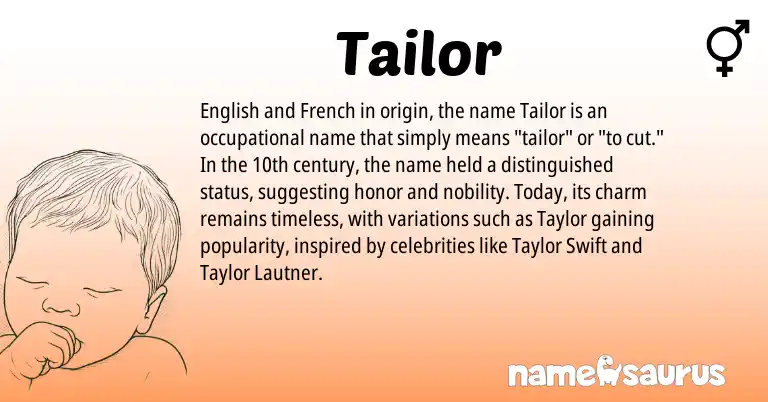 Infographic about Tailor name meaning, Tailor is a name from English, French origin(s).
