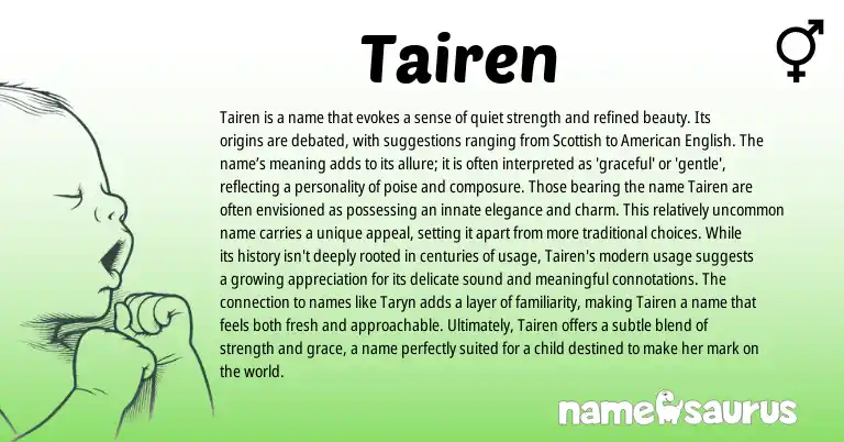 Infographic about Tairen name meaning, Tairen is a name from Scottish origin(s).