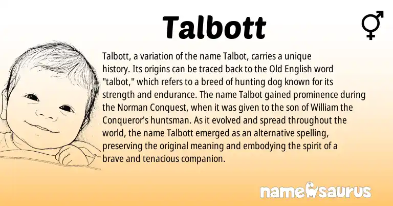 Infographic about Talbott name meaning, Talbott is a name from Old English, Norman origin(s).