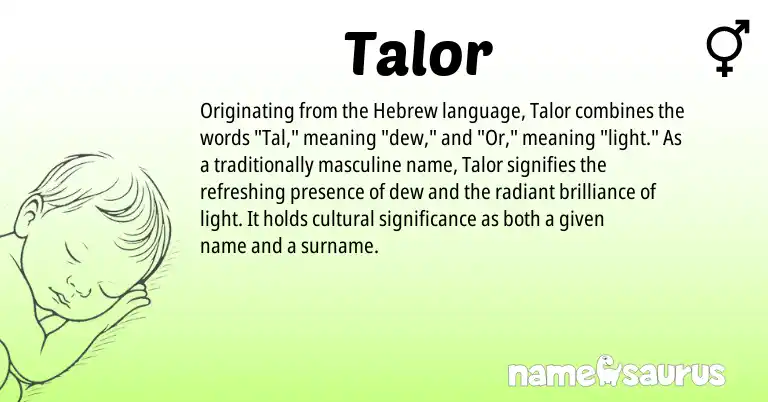 Infographic about Talor name meaning, Talor is a name from Hebrew origin(s).