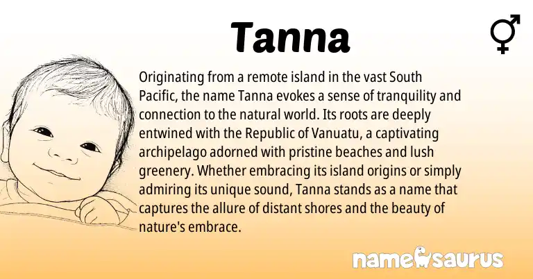 Infographic about Tanna name meaning, Tanna is a name from Melanesian origin(s).