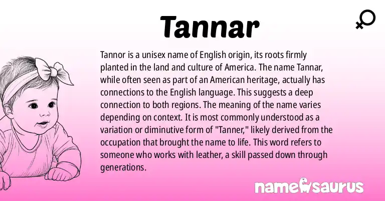 Infographic about Tannar name meaning, Tannar is a name from English, English (American) origin(s).