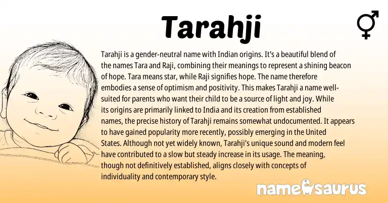 Infographic about Tarahji name meaning, Tarahji is a name from Indian origin(s).