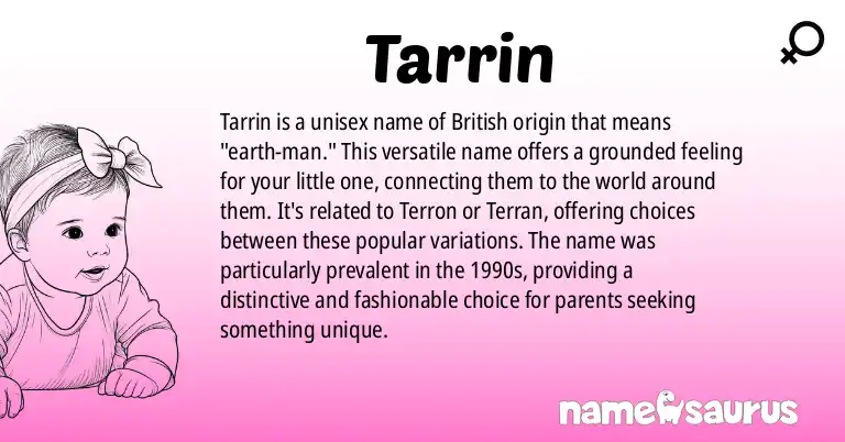 Infographic about Tarrin name meaning, Tarrin is a name from British origin(s).