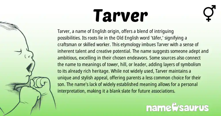 Infographic about Tarver name meaning, Tarver is a name from English origin(s).