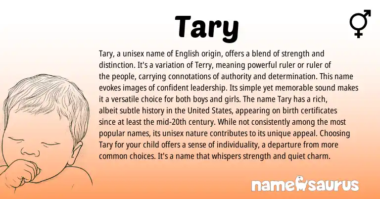 Infographic about Tary name meaning, Tary is a name from English origin(s).