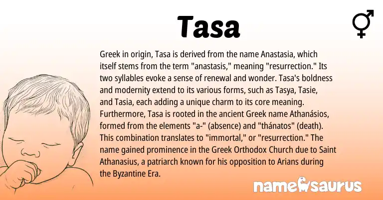 Infographic about Tasa name meaning, Tasa is a name from Greek origin(s).
