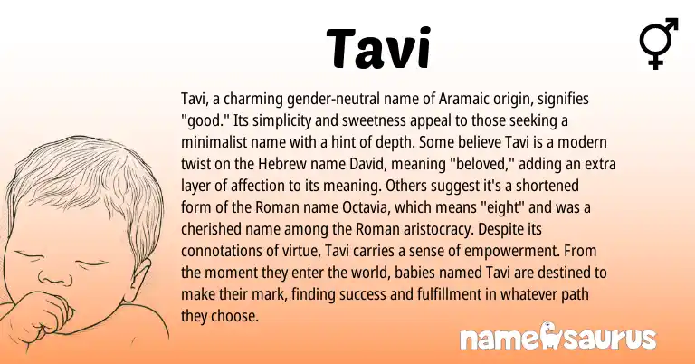 Infographic about Tavi name meaning, Tavi is a name from Aramaic, Roman, Hebrew origin(s).