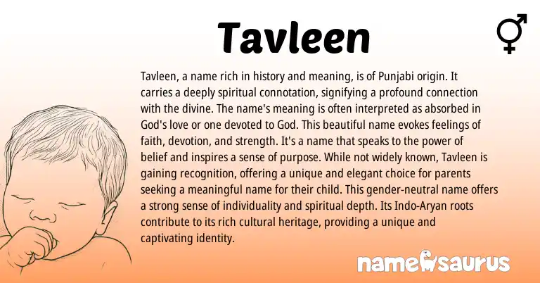 Infographic about Tavleen name meaning, Tavleen is a name from Indian, Punjabi origin(s).
