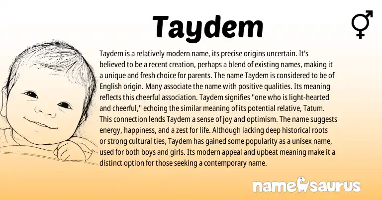 Infographic about Taydem name meaning, Taydem is a name from Romanian, English origin(s).