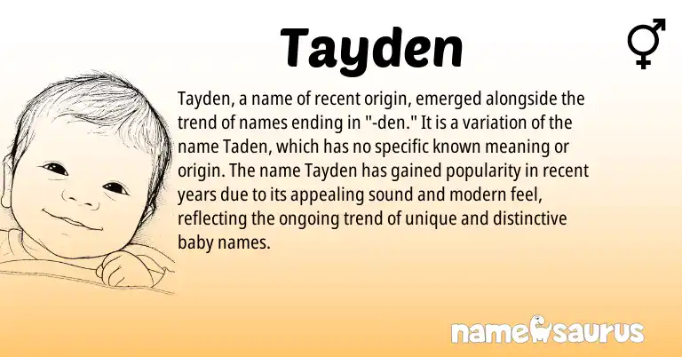 Infographic about Tayden name meaning, Tayden is a name from N/A origin(s).