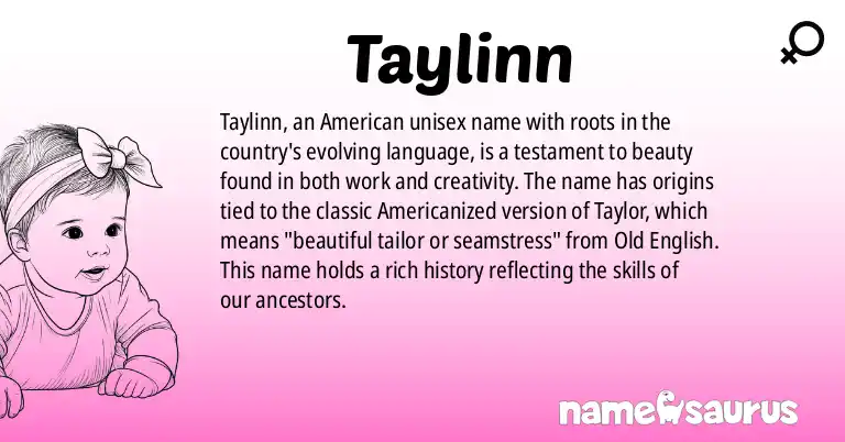 Infographic about Taylinn name meaning, Taylinn is a name from American (Americanized) origin(s).