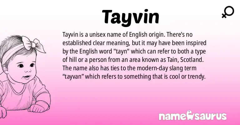 Infographic about Tayvin name meaning, Tayvin is a name from English origin(s).