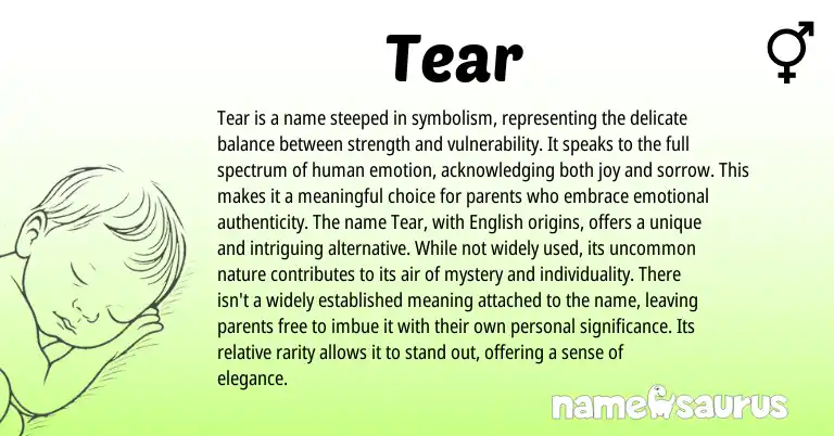 Infographic about Tear name meaning, Tear is a name from English origin(s).