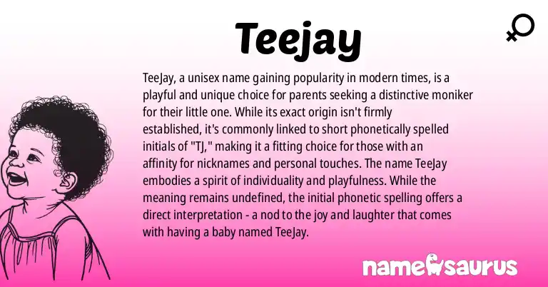 Infographic about Teejay name meaning, Teejay is a name from English origin(s).