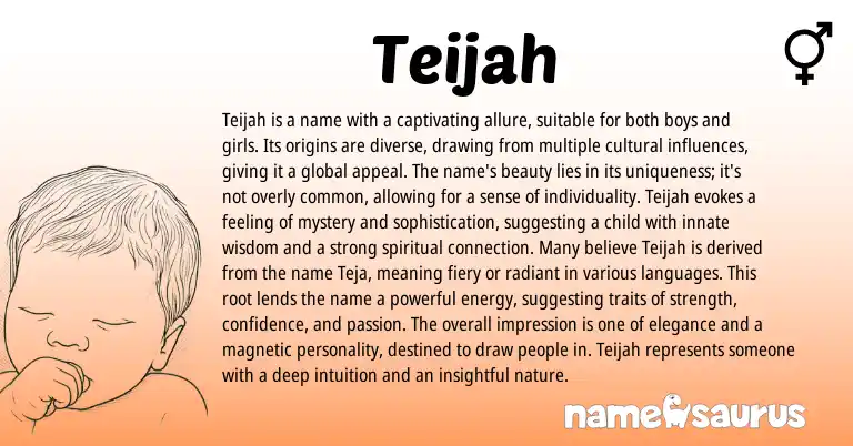 Infographic about Teijah name meaning, Teijah is a name from Other origin(s).