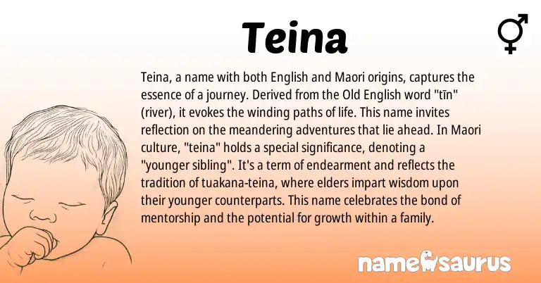 Infographic about Teina name meaning, Teina is a name from Maori, English, Old English origin(s).