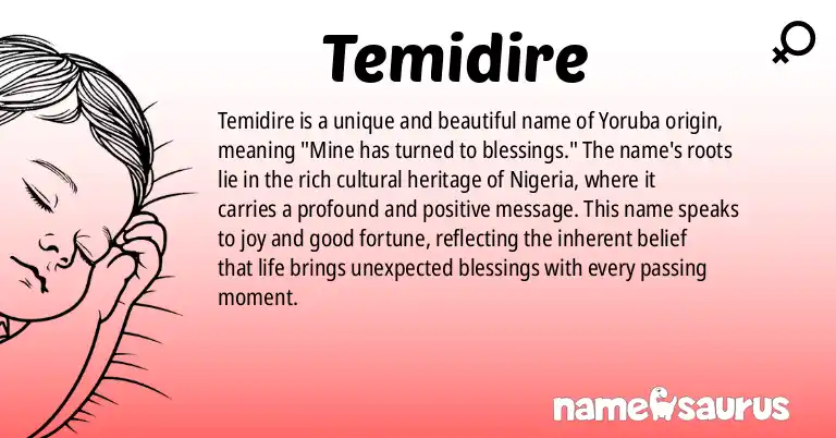Infographic about Temidire name meaning, Temidire is a name from Yoruba origin(s).