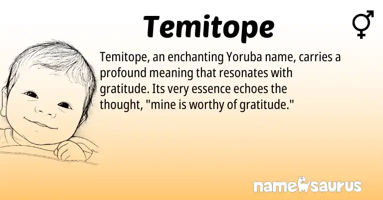 Infographic about Temitope name meaning, Temitope is a name from Yoruba origin(s).