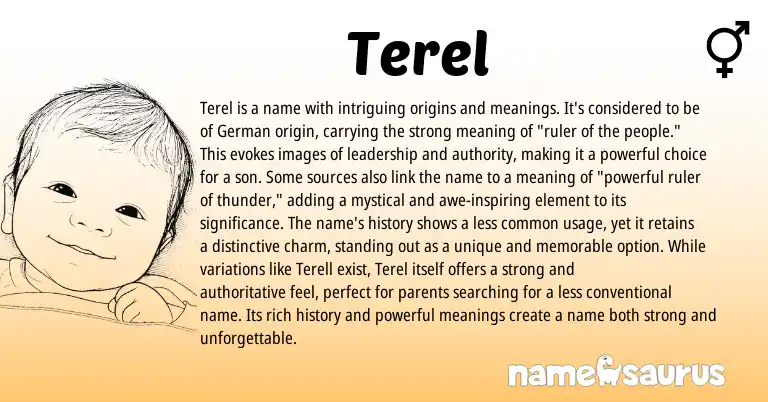 Infographic about Terel name meaning, Terel is a name from English, Germanic origin(s).