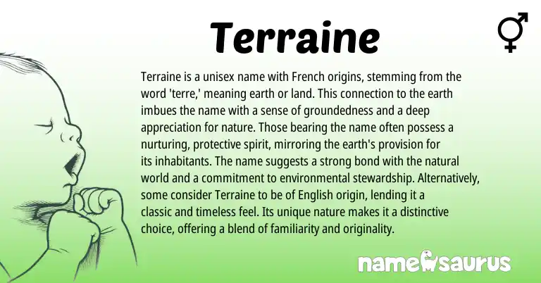 Infographic about Terraine name meaning, Terraine is a name from French, English origin(s).