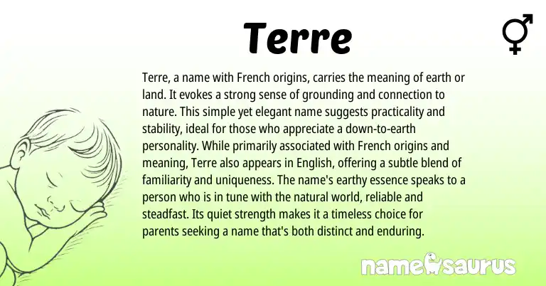 Infographic about Terre name meaning, Terre is a name from French origin(s).