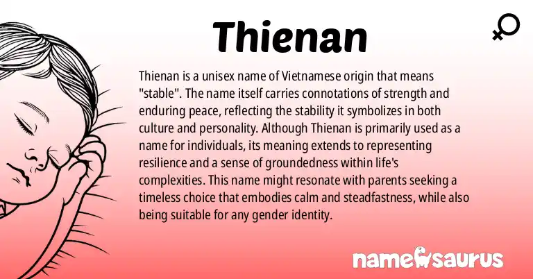 Infographic about Thienan name meaning, Thienan is a name from Vietnamese origin(s).