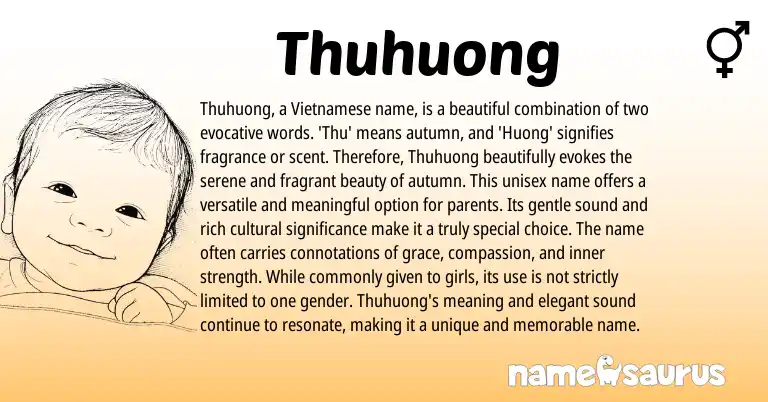 Infographic about Thuhuong name meaning, Thuhuong is a name from Vietnamese origin(s).