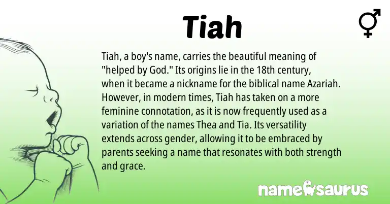 Infographic about Tiah name meaning, Tiah is a name from N/A origin(s).