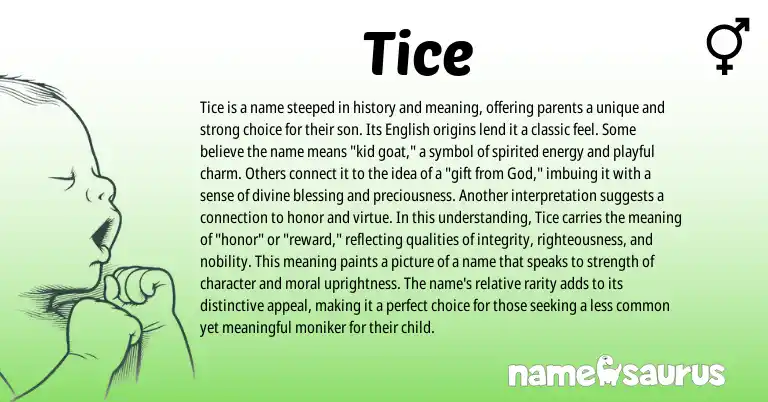 Infographic about Tice name meaning, Tice is a name from English origin(s).