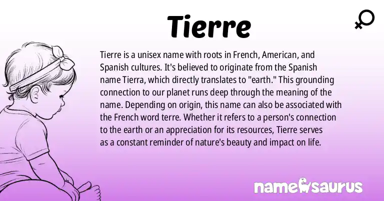 Infographic about Tierre name meaning, Tierre is a name from French, American, Spanish origin(s).