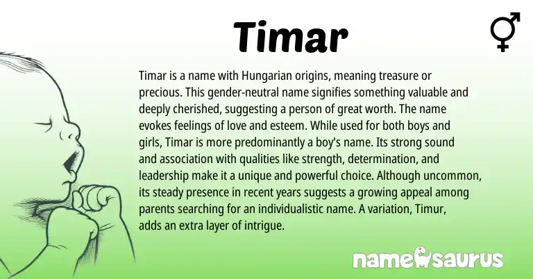 Infographic about Timar name meaning, Timar is a name from Hungarian, Turkish origin(s).