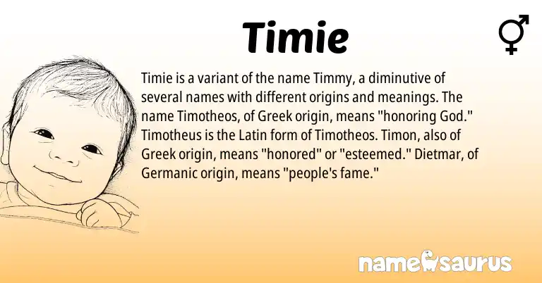 Infographic about Timie name meaning, Timie is a name from Germanic, Latin, Greek origin(s).