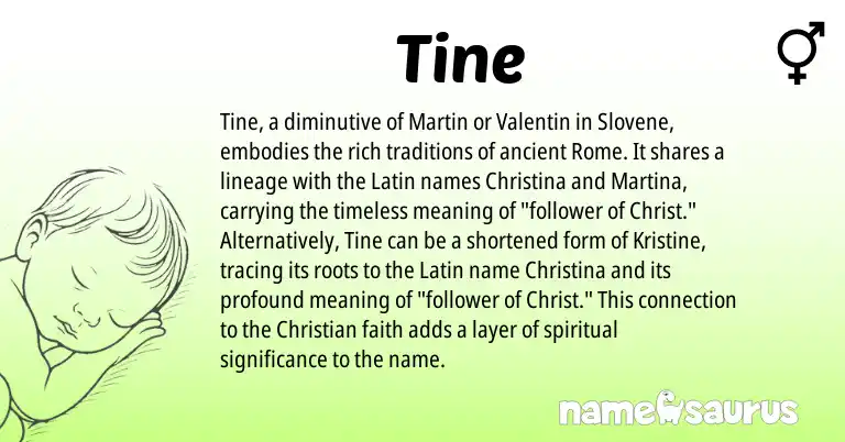 Infographic about Tine name meaning, Tine is a name from Slovene, Latin origin(s).