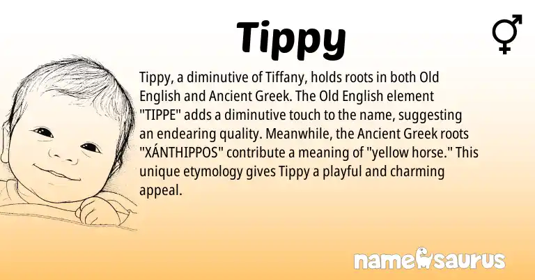 Infographic about Tippy name meaning, Tippy is a name from Old English, Ancient Greek origin(s).