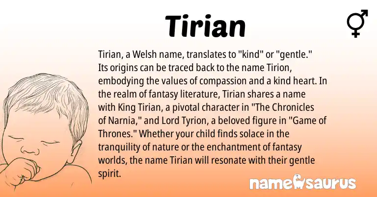 Infographic about Tirian name meaning, Tirian is a name from Welsh origin(s).
