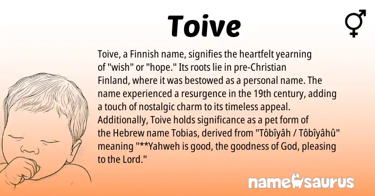 Infographic about Toive name meaning, Toive is a name from Finnish, Hebrew origin(s).