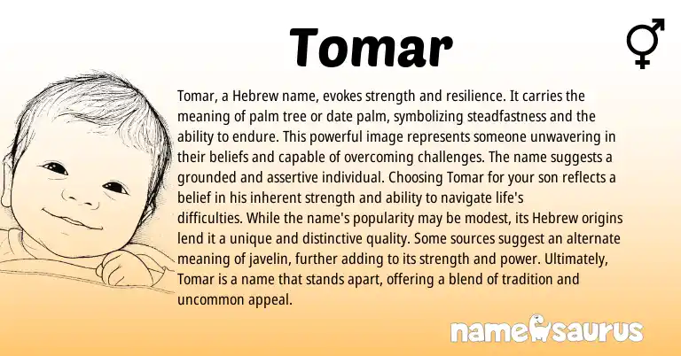 Infographic about Tomar name meaning, Tomar is a name from Hebrew origin(s).