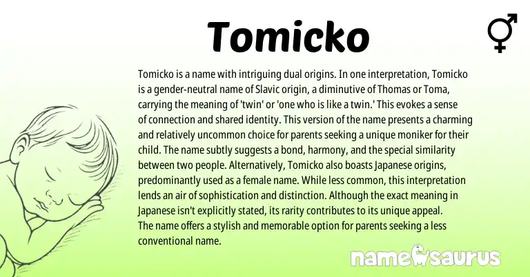 Infographic about Tomicko name meaning, Tomicko is a name from Slavic origin(s).