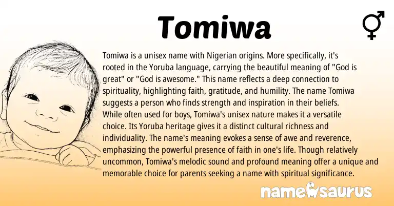 Infographic about Tomiwa name meaning, Tomiwa is a name from Yoruba, Nigerian origin(s).