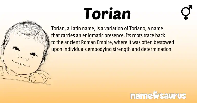 Infographic about Torian name meaning, Torian is a name from Roman, Latin origin(s).