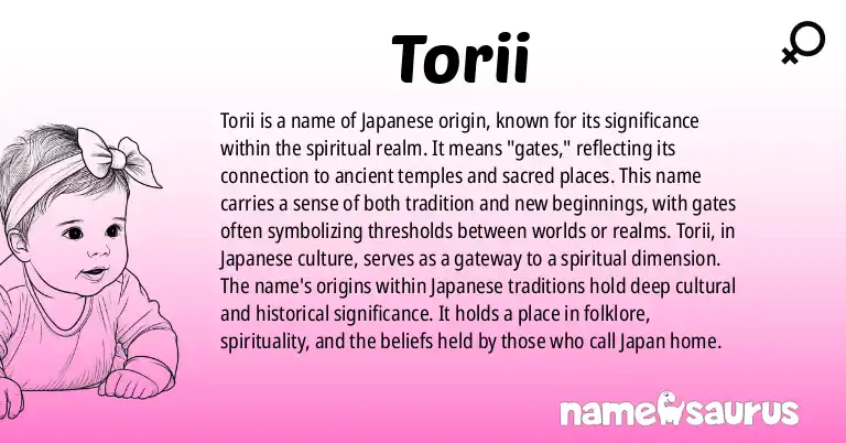 Infographic about Torii name meaning, Torii is a name from Japanese origin(s).